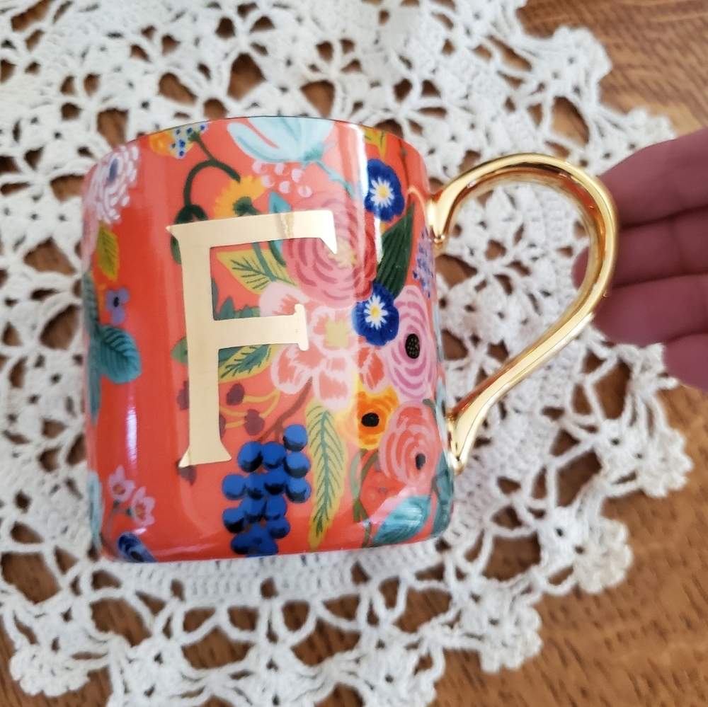 Anthropologie x Rifle Paper Co Garden Party "F" Monogrammed Mug